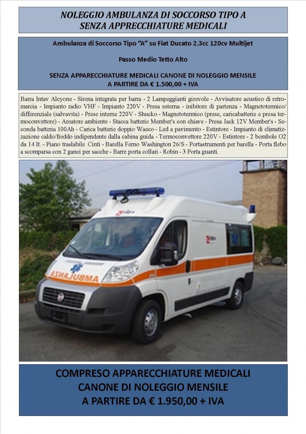NOLEGGIO AMBULANZA DI SOCCORSO TIPO A - Rent to Rent Mobility