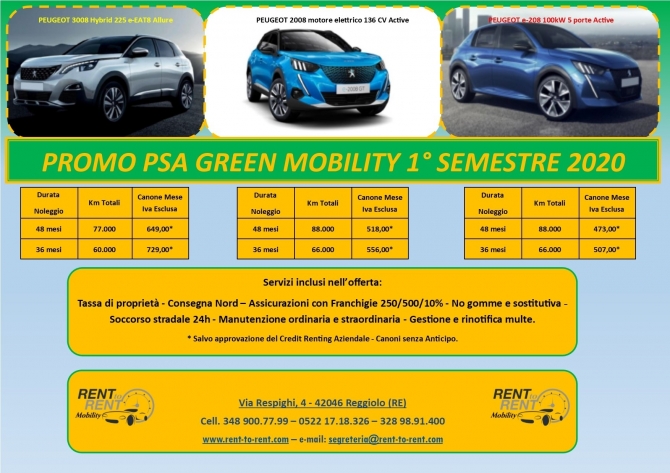 PROMO 1° SEMESTRE 2020 - GREEN - Rent to Rent Mobility